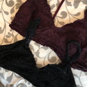 Aerie Burgundy & Black Bralettes❤️🖤